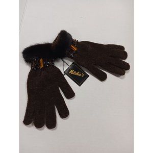 Mitchie's Brown Fur Cuffed Gloves NWT